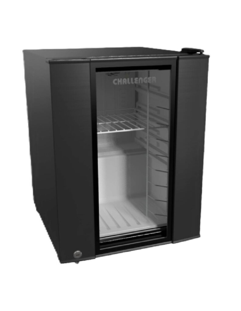 mini bar challenger 49 litros negro puerta vidrio cr049
